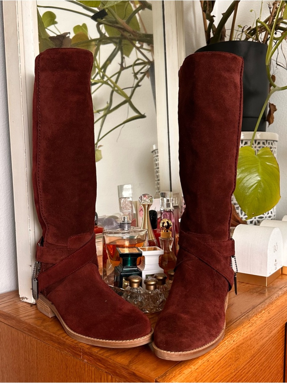 Jessica Simpson Women's Tall Suede Riding Boots in Deep Burgundy - Picture 3 of 9